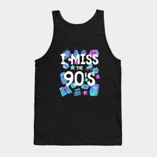 I Miss the 90's Nostalgia Vintage 1990s Throwback Purple/Aqua/Blue Tank Top